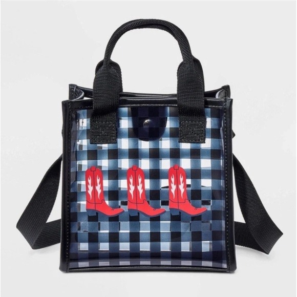 art class Handbags - Art Class Black Red Cowboy Boot Purse Clear